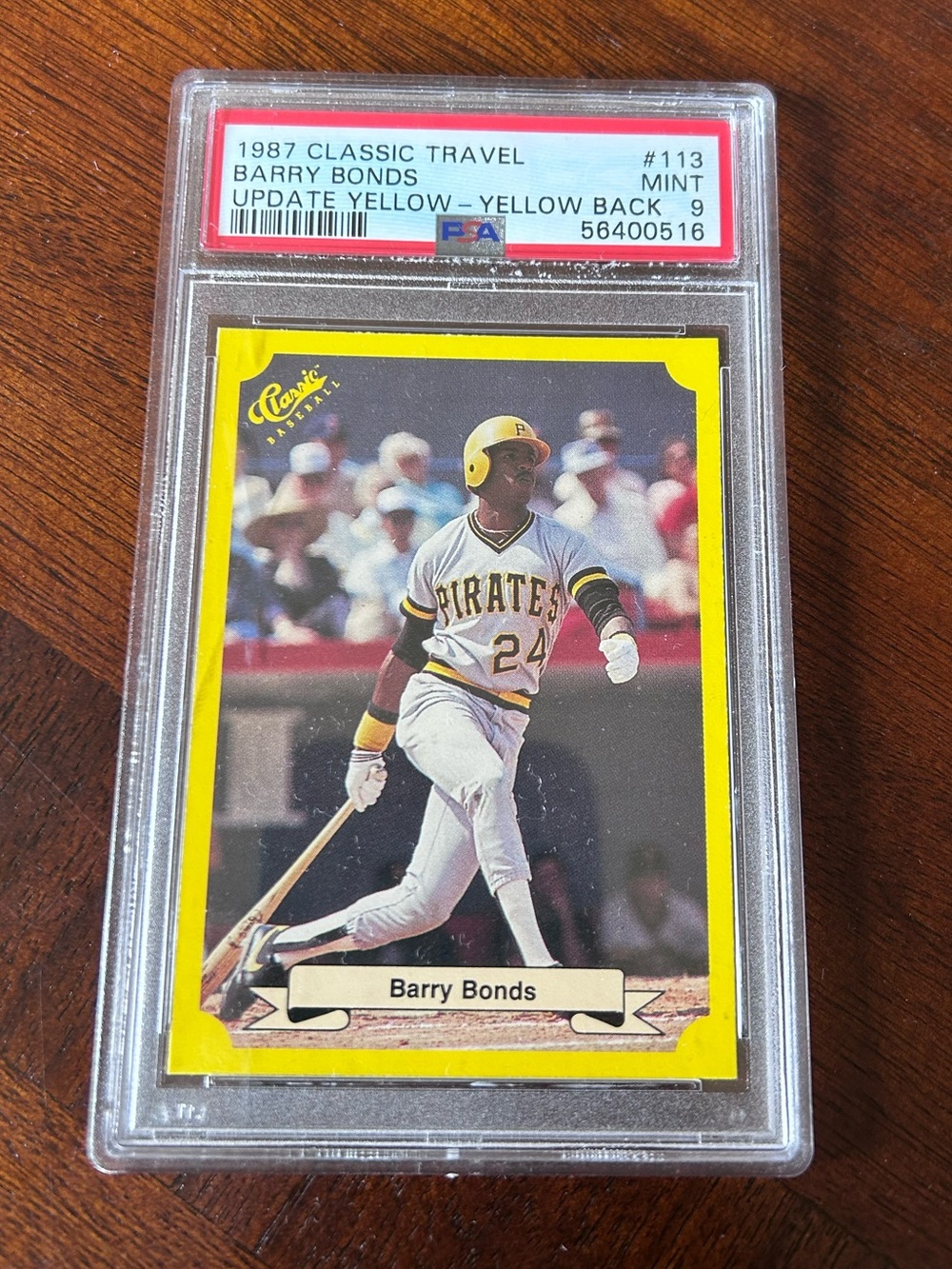 1987 Classic Travel Barry Bonds Yellow Back #113 PSA 8 NM-MT
